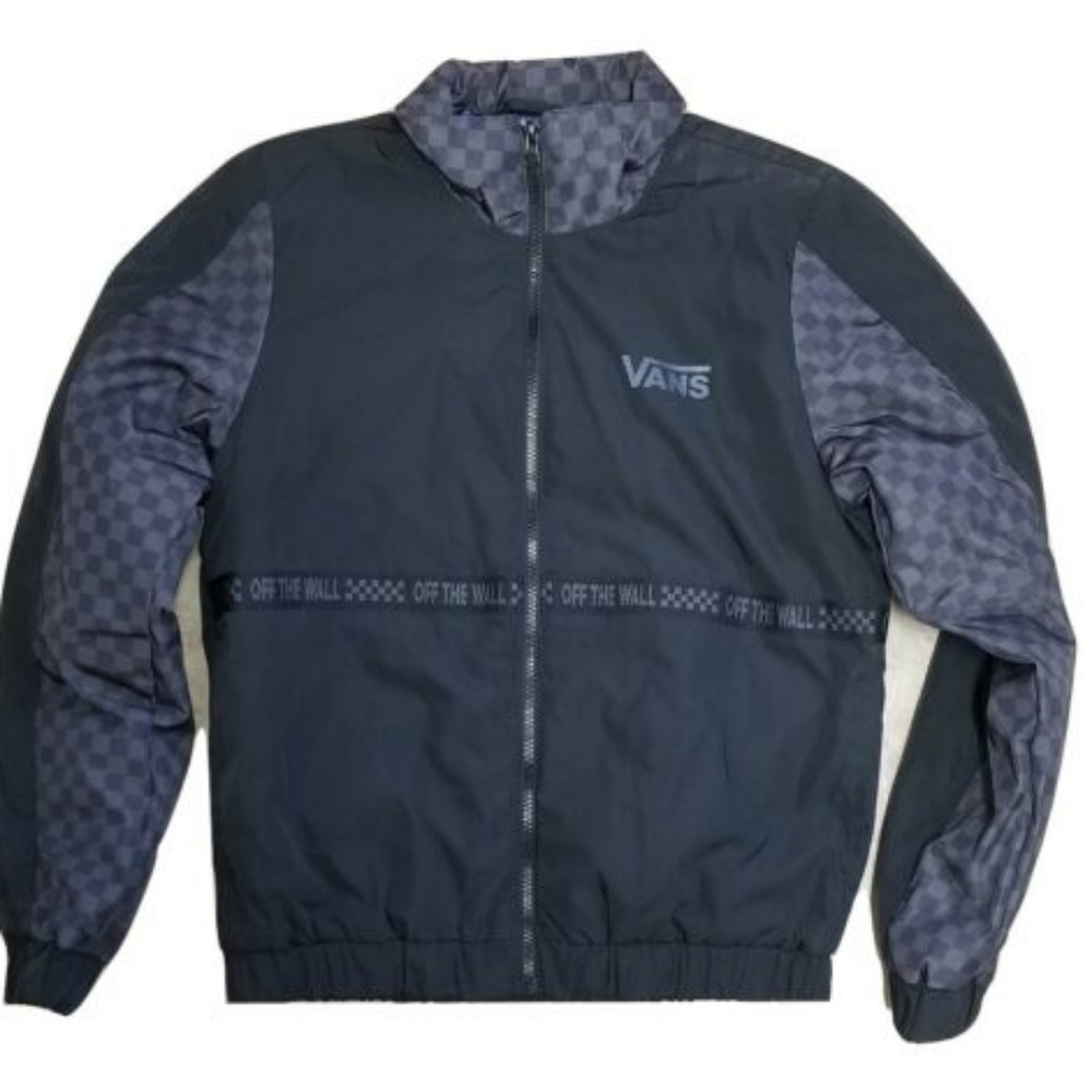 New Vans BMX Remix Cropped Bomber Jacket Black Grey Coat Women's Extra Small